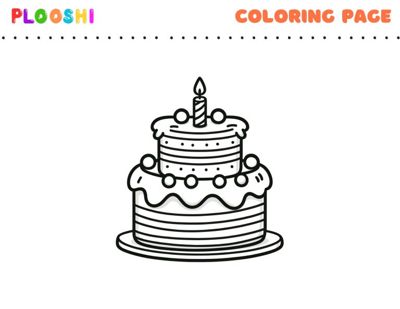 Free printable Birthday Cake coloring page for kids