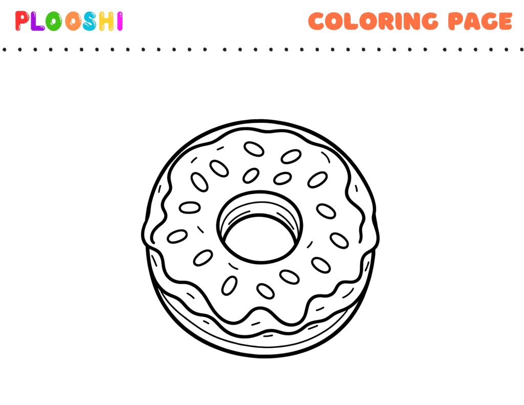 Free printable Donut coloring page for kids