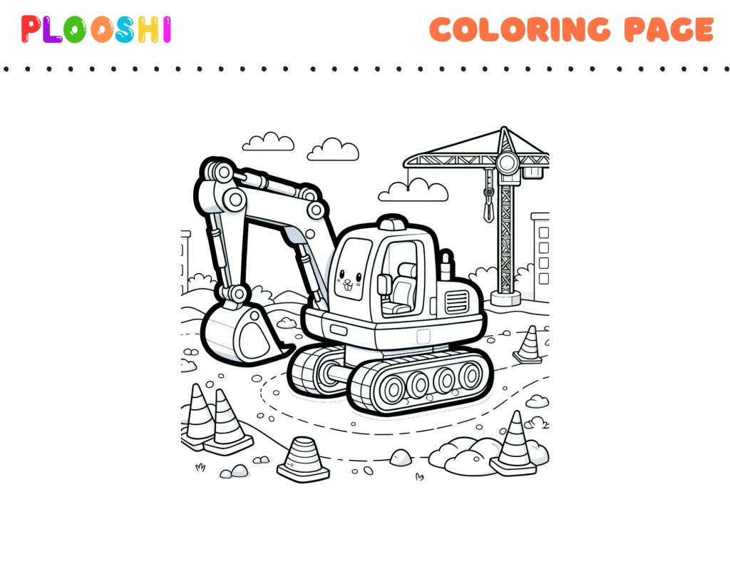 Free Excavator Coloring Page