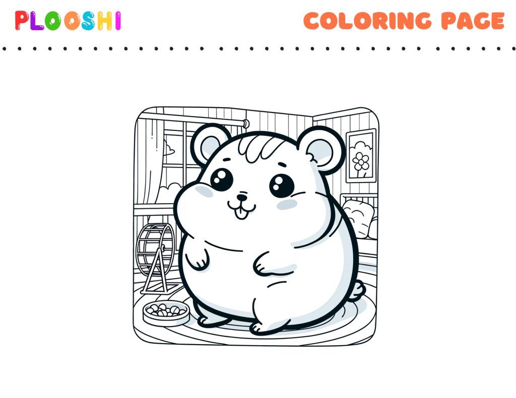 Free printable Hamster coloring page for kids