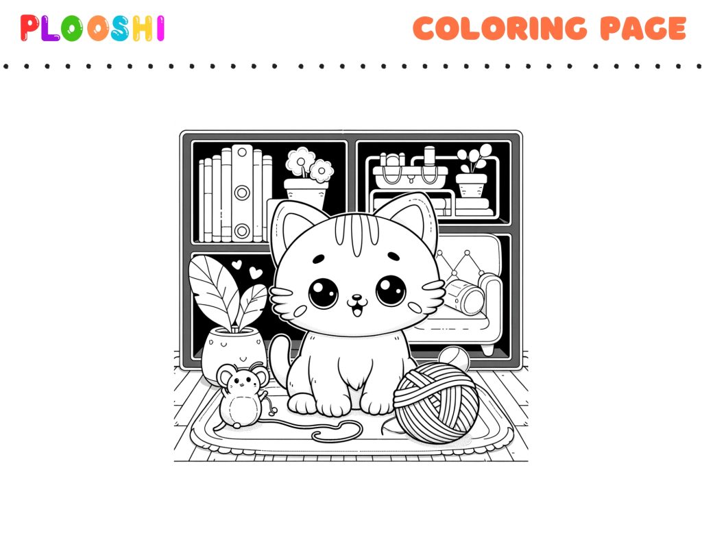 Free printable Kitten coloring page for kids