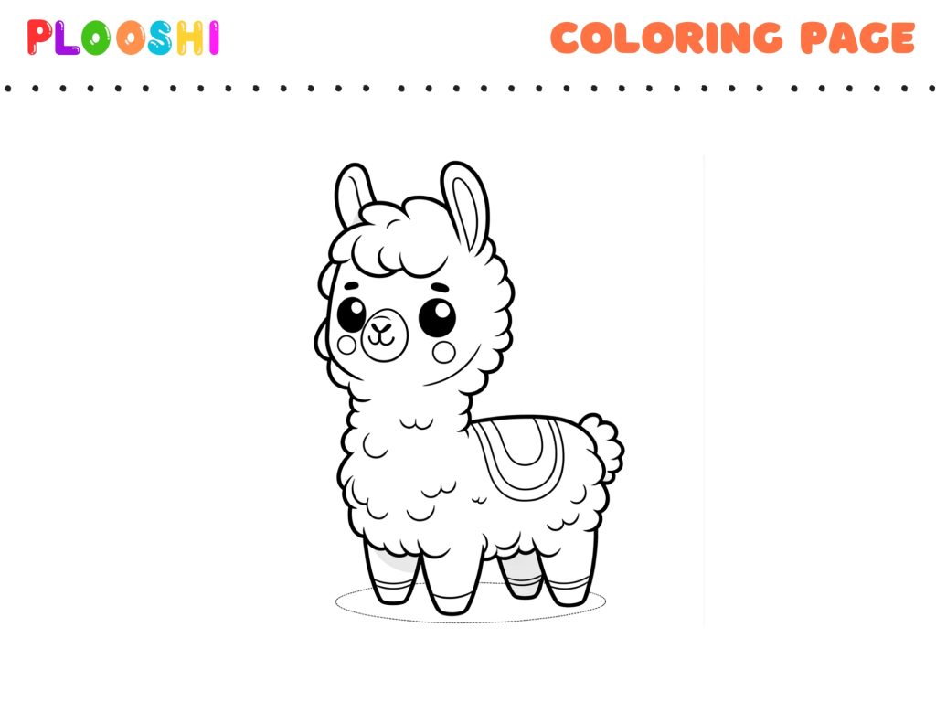 Free printable Llama coloring page for kids