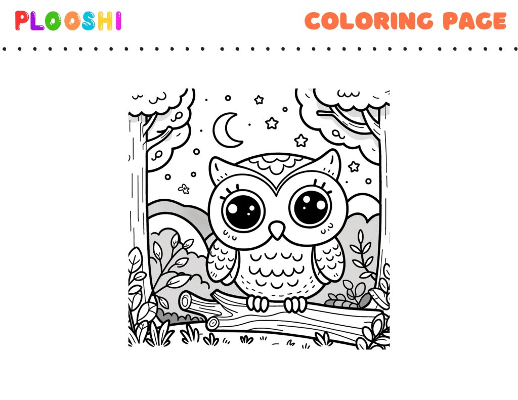 Free printable Owl coloring page for kids