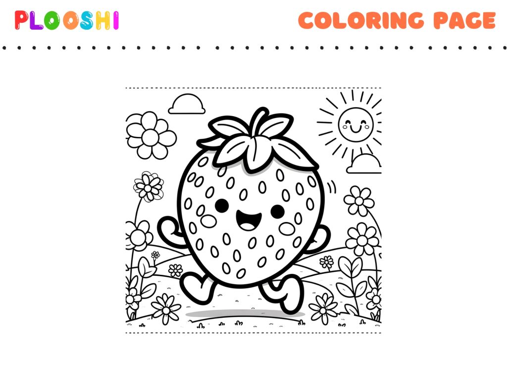 Free Strawberry Coloring Page