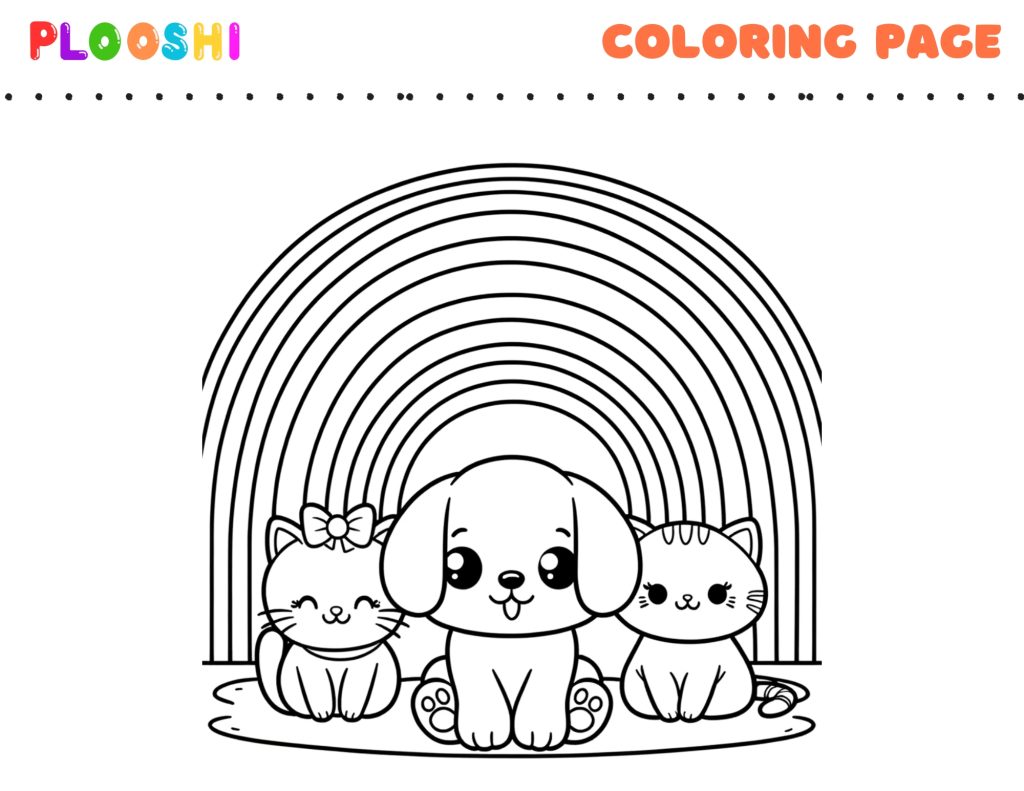 Free printable Rainbow coloring page for kids